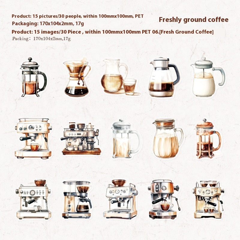 Sticker collection café coffee house cozy