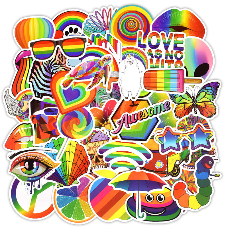 Stickers laptop arc-en-ciel 50 pièces colorées