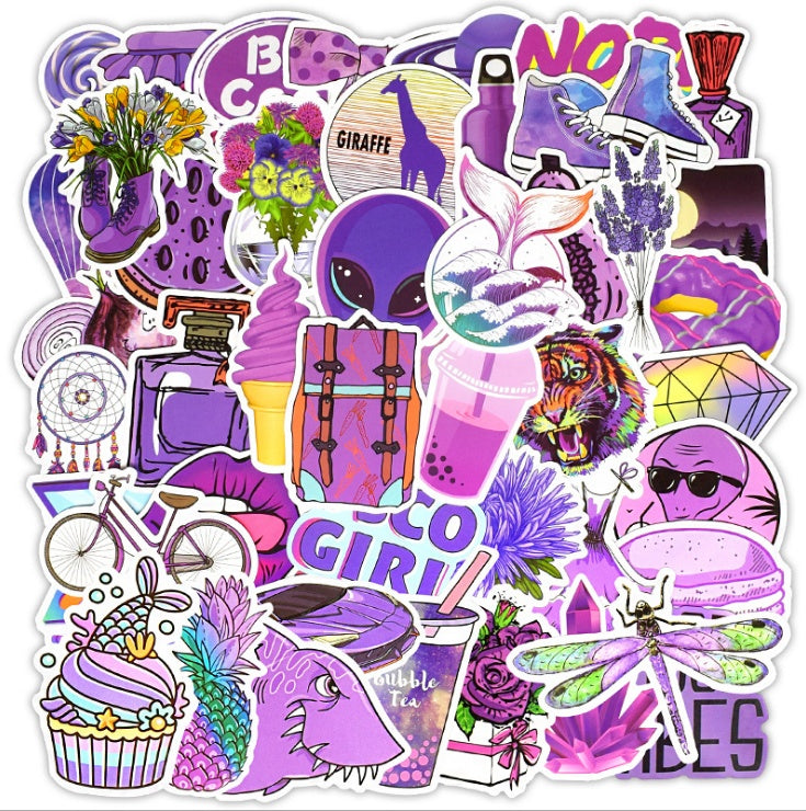 Stickers laptop graffiti violet 50 pièces