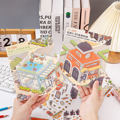 Planche stickers paysage miniature double couche