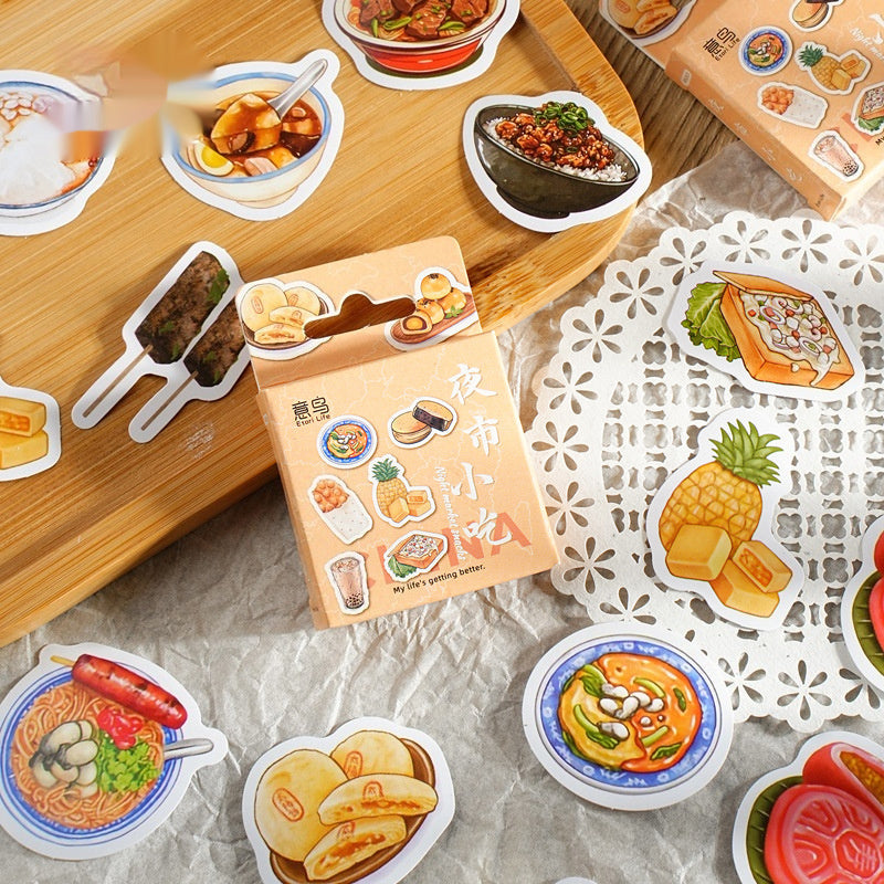 Planche stickers marché de nuit vintage 46 pièces