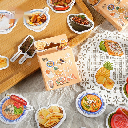Planche stickers marché de nuit vintage 46 pièces