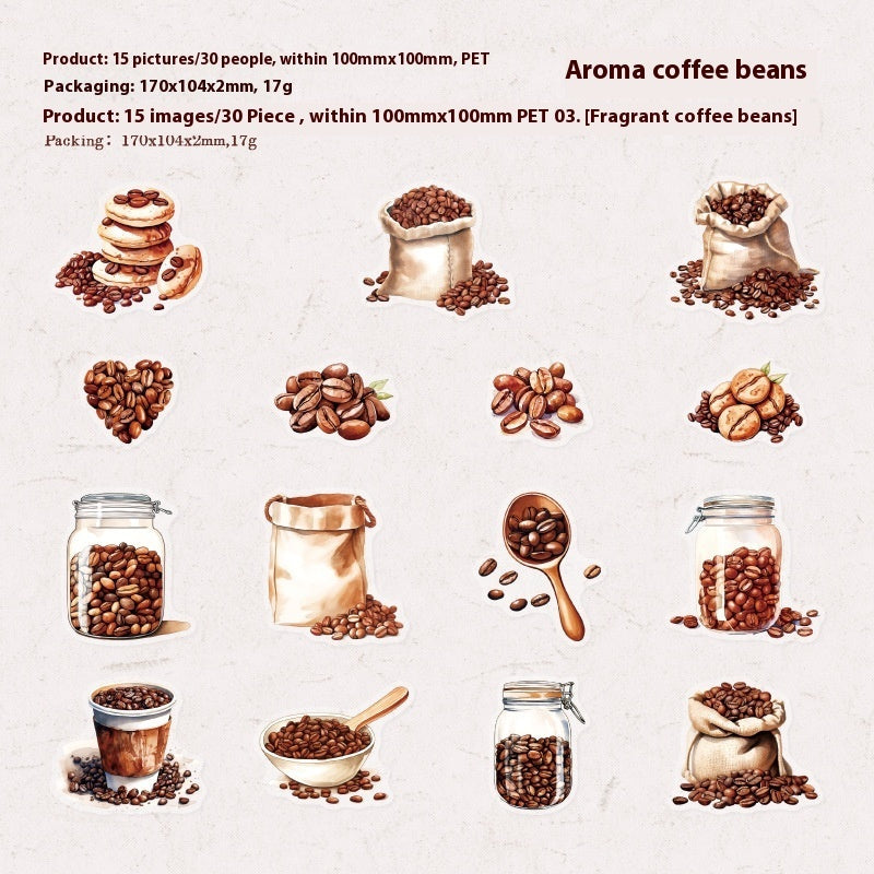 Planche stickers café pour journal créatif