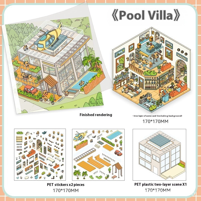 Sticker ville miniature détailée