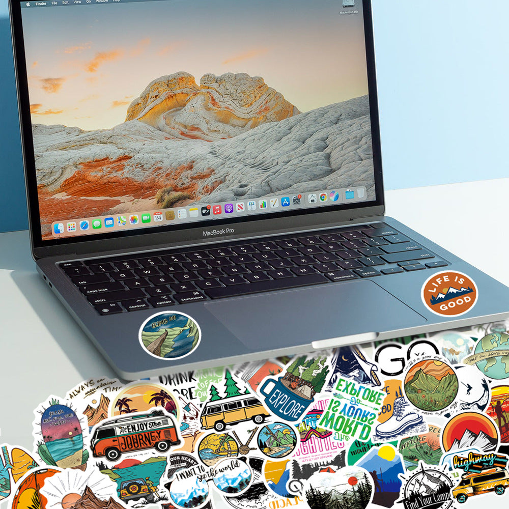 Stickers laptop camping outdoor waterproof 100 pièces